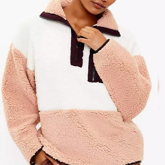 Lou & Grey Colorblock Cozy Up Sherpa Zip Jacket Size XL - Picture 2 of 9